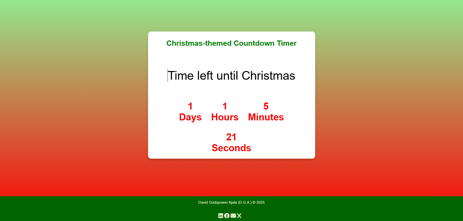 Christmas Themed Countdown Timer